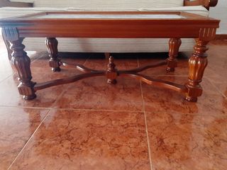 Mesa centro madera mármol