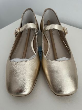 Bailarinas / merceditas doradas piel