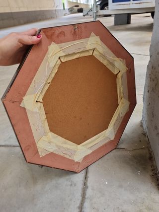 Espejo octagonal dorado y gris