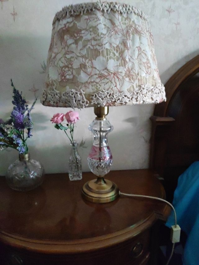 2 Lamparas mesita noche -Vintage-Beige/Dorado