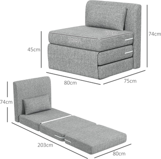 Poltrona Letto Pieghevole a 3 Sezioni, Poltrona da