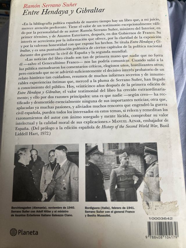Libro: Entre Hendaya y Gibraltar