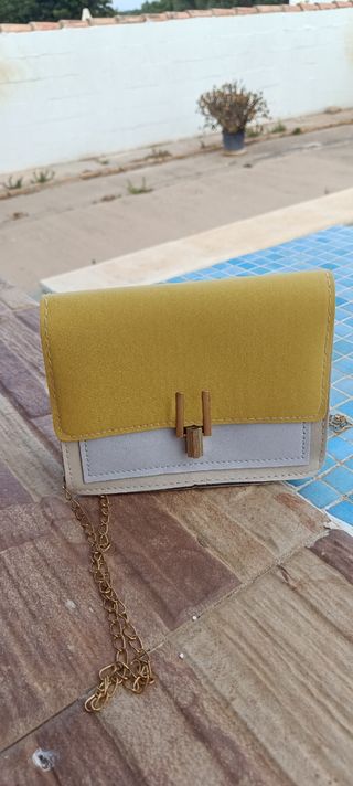 Bolso bandolera bicolor amarillo-blanco