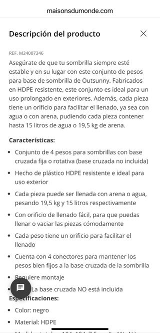 Urge!! Sombrilla cuadrada m 3x3m Beige con base