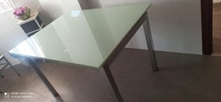 Mesa cristal blanca extensible 120x90