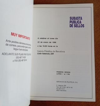 2 Catálogos Galería Filatélica Barcelona 1996