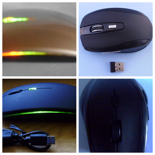 Ratón inalámbrico. Negro/Dorado/con luces