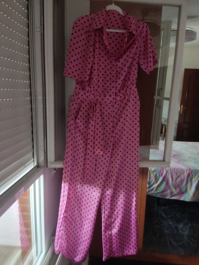 Mono largo lunares rosa