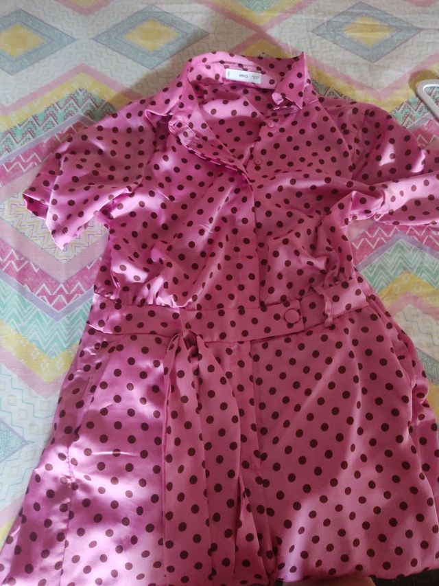 Mono largo lunares rosa