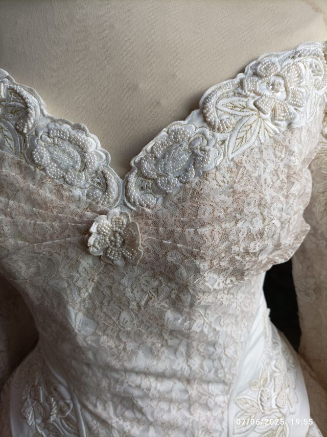 Vestido novia vintage blanco roto