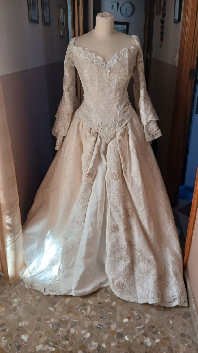 Vestido novia vintage blanco roto