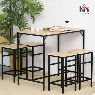 Set Tavolo Moderno da Cucina, Tavolo Alto con 4 Sg