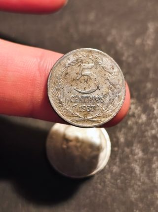 2 Monedas 5 Céntimos España 1937
