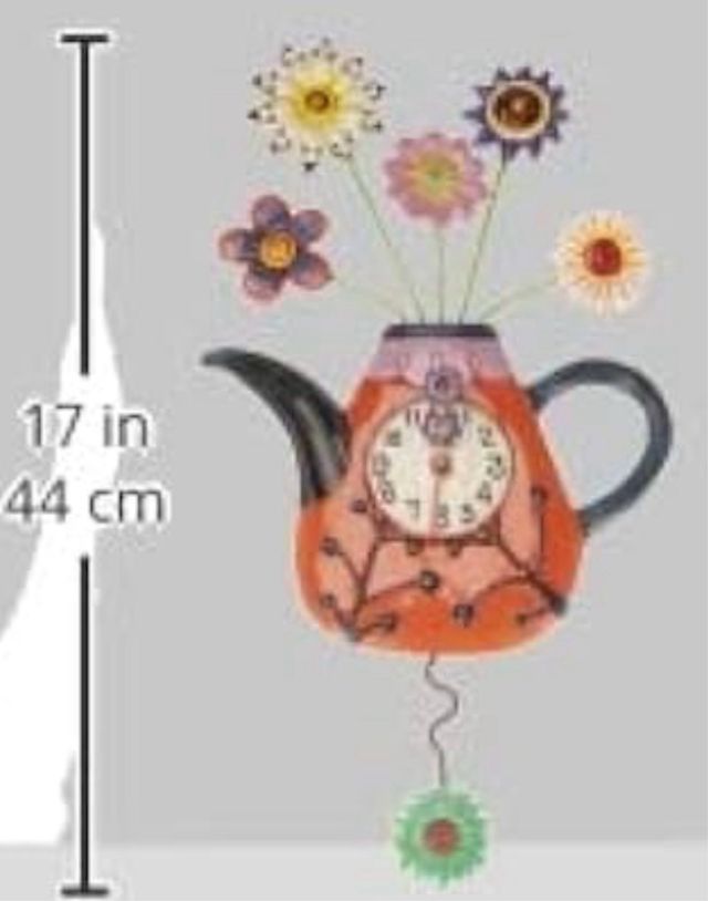 Reloj Pared Enesco - Tetera Flores