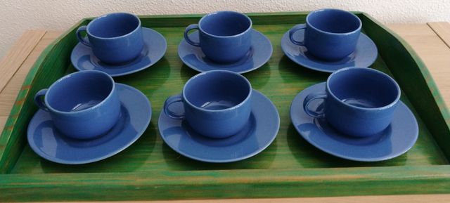 Juego 6 Tazas Azules Cerámica