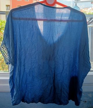 Blusa azul manga corta - Talla única