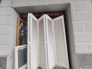 Puerta plegable 5 hojas madera blanca para pintar