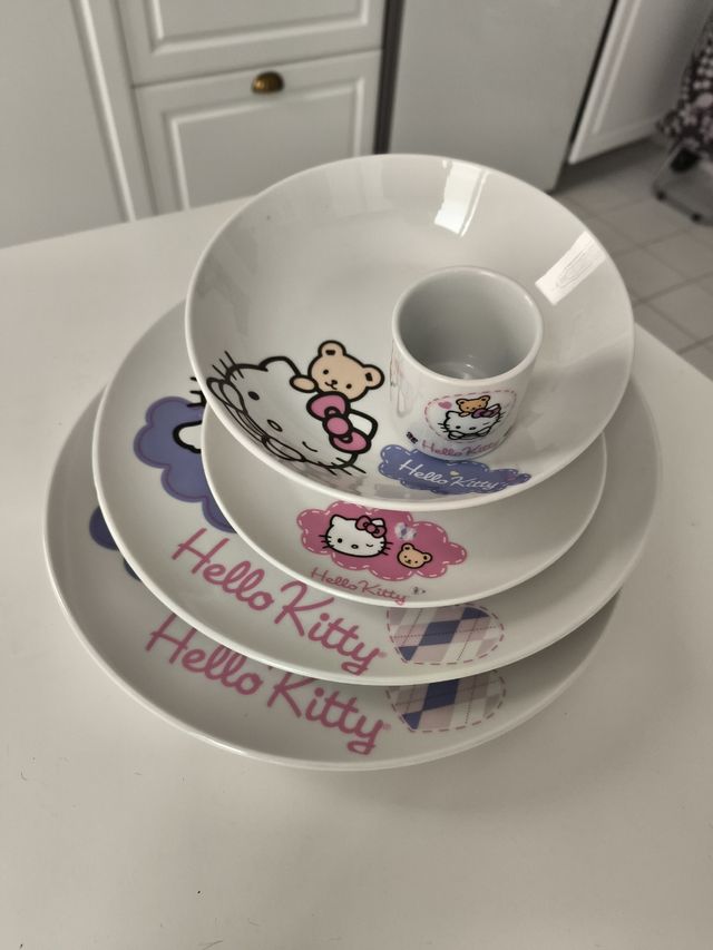 Juego platos Hello Kitty - Porcelana