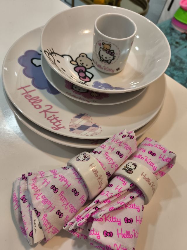 Juego platos Hello Kitty - Porcelana