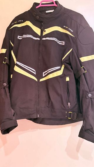 Casco moto Unik amarillo-negro + chaqueta