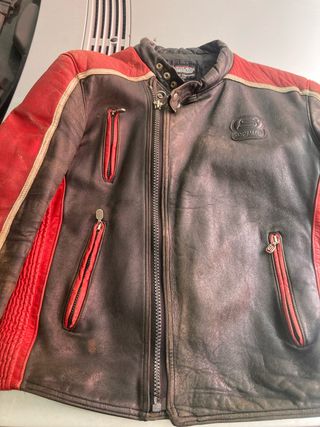 Cazadora piel  moto retro
