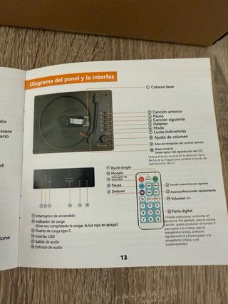 Retro mini tocadiscos CD Bluetooth