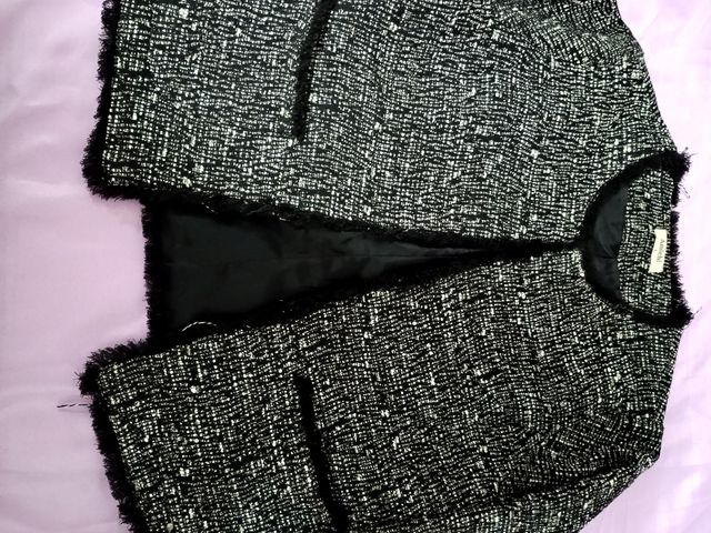 Chaqueta Amichi Tweed Blanco-Negro