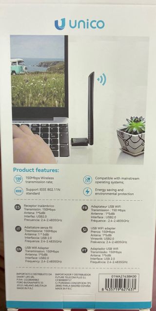 Adaptador USB WiFi Unico 150Mbps