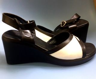 Sandalias cuña blanco-negro