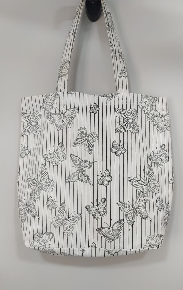 Bolsa tela mariposas blanco y negro