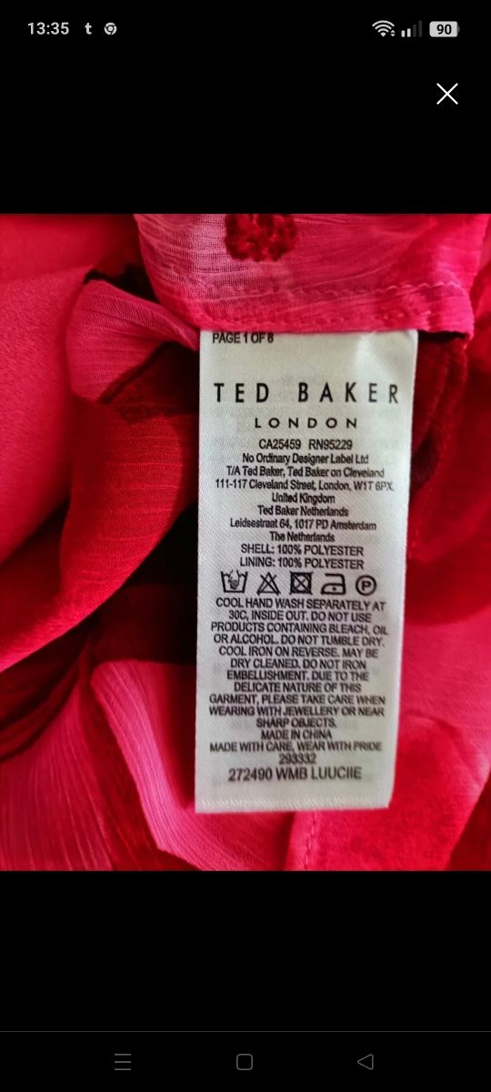 Blusa Ted Baker Rosa - Talla S