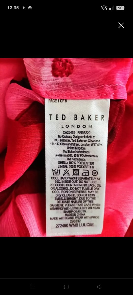 Blusa Ted Baker Rosa - Talla S