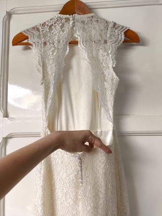 Vestido novia de encaje blanco champagne