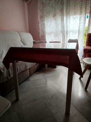 Mesa cristal y madera - Comedor