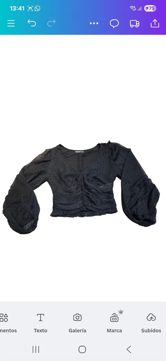 Blusa Stradivarius negra efecto corsé talla XS