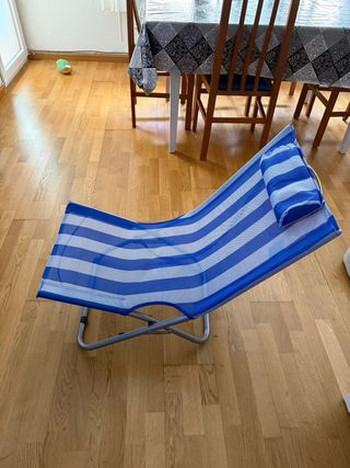 Silla playa plegable azul rayas