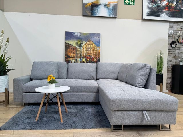 Sofá cama chaise longue gris - 240x185cm