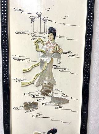 2 Paneles Jade Mujer - Arte Asiático 1960’s
