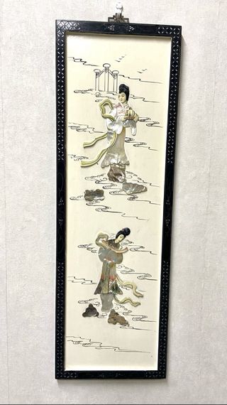 2 Paneles Jade Mujer - Arte Asiático 1960’s