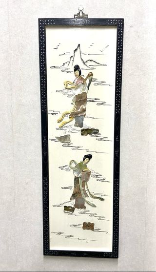 2 Paneles Jade Mujer - Arte Asiático 1960’s
