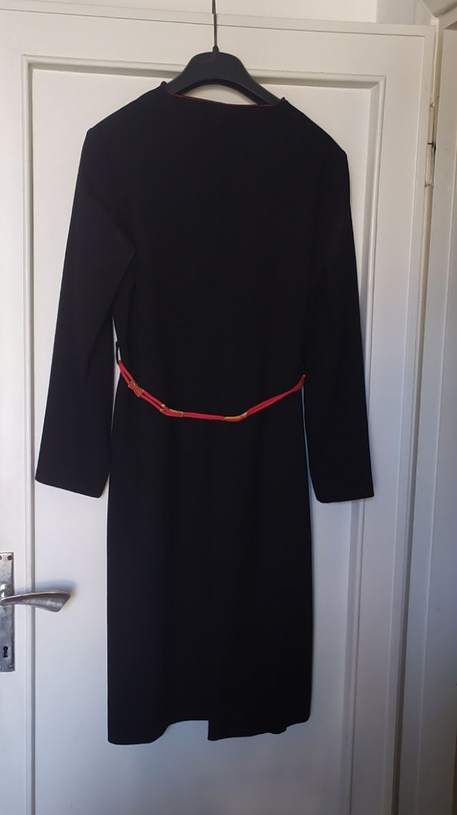 Vestito fresco lana nero - rosso