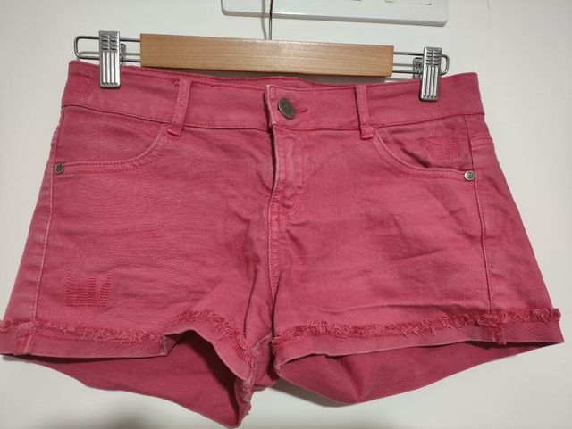 Shorts vaqueros rosa desgastado talla S