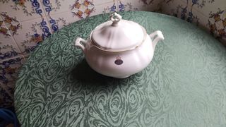 Juego porcelana blanco y dorado