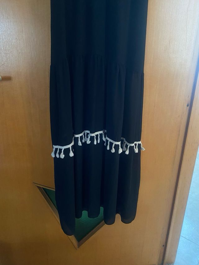 Vestito lungo nero con dettagli bianchi Tg S