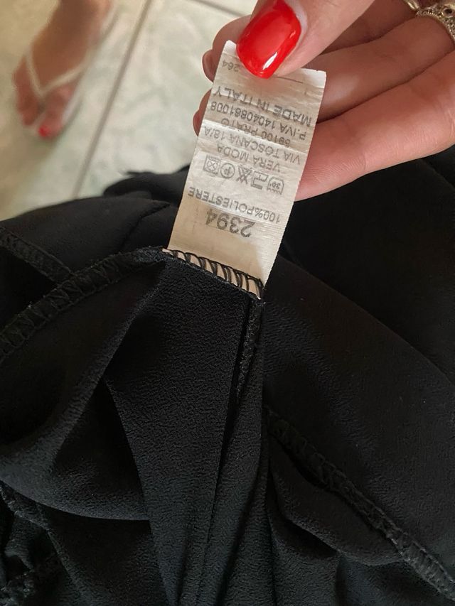 Vestito lungo nero con dettagli bianchi Tg S