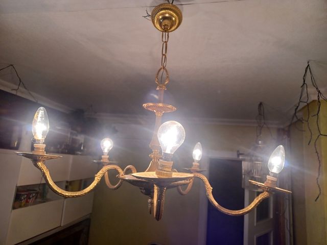 Lampara araña dorada 5 brazos