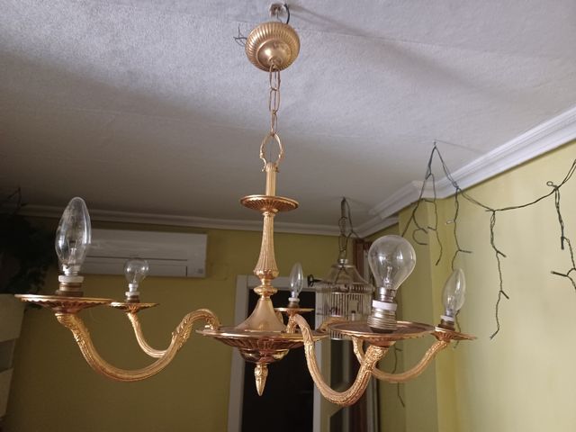 Lampara araña dorada 5 brazos