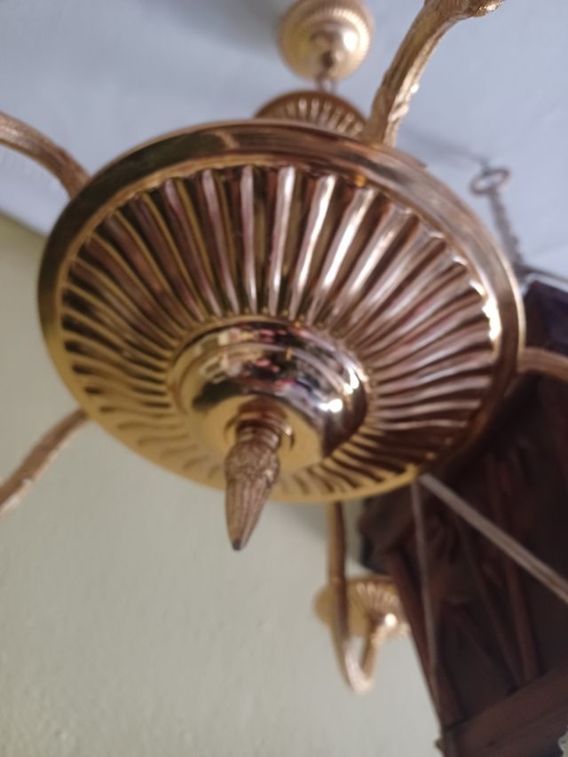 Lampara araña dorada 5 brazos