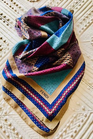 Foulard Fendi vintage seta multicolor patchwork