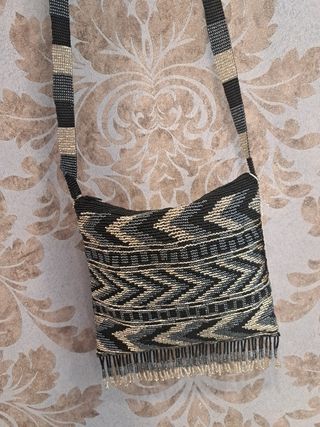 Bolso bandolera cristal negro-dorado